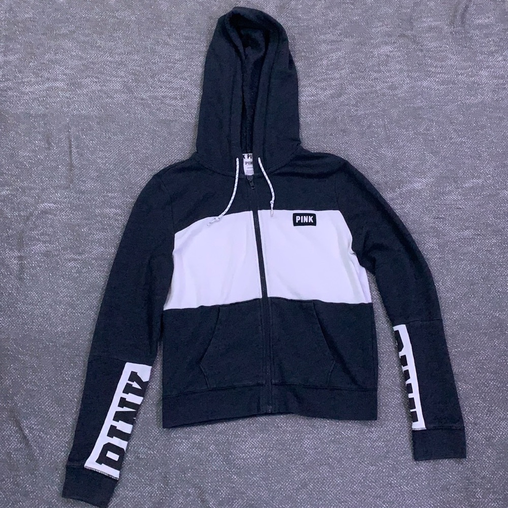 PINK Gray and White Zip Up Jacket